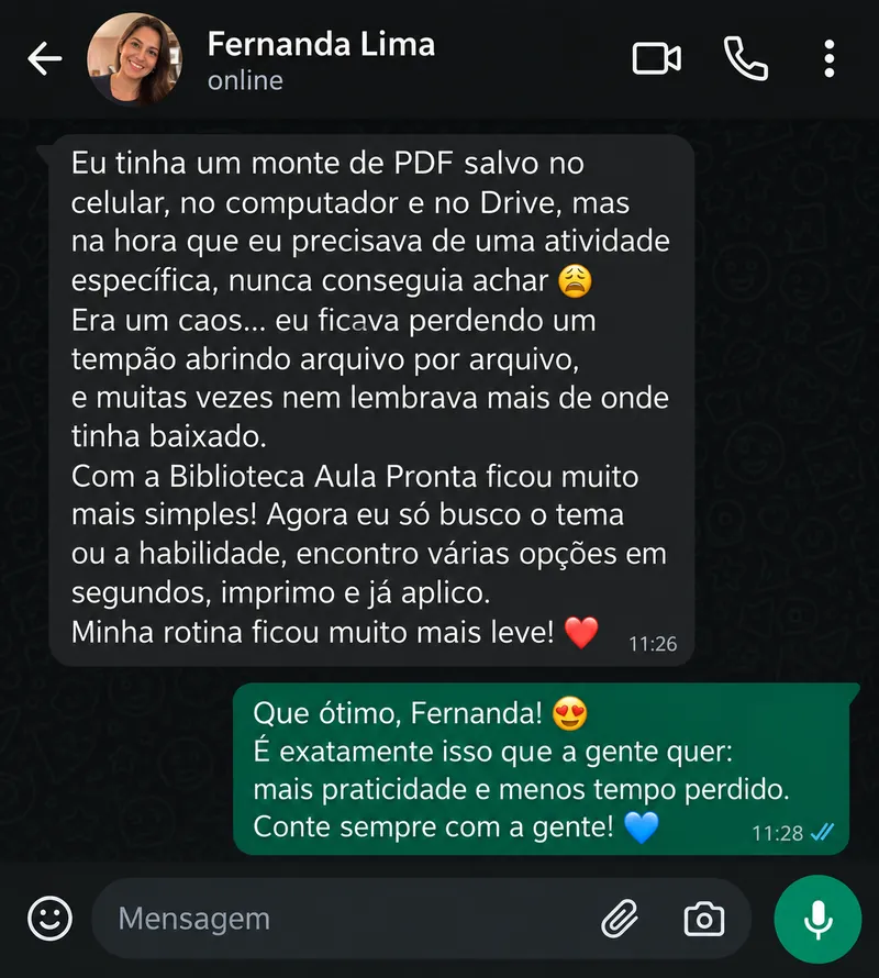 Conversa sobre PDFs espalhados no celular, computador e Drive